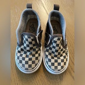 Gray/Black Checkered Slip-on Toddler Vans